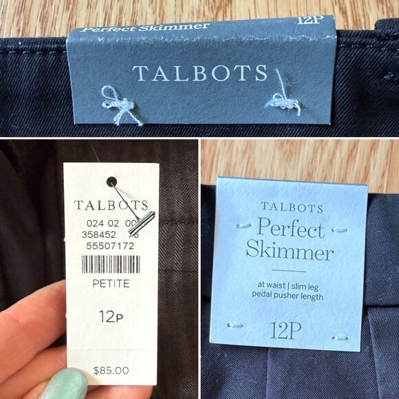 Talbots Perfect Skimmer Pedal Pusher Crop Pants Petite Size 12P Black Casual - Picture 4 of 11
